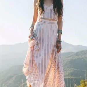 Spell Pale Pink Striped Crop Top